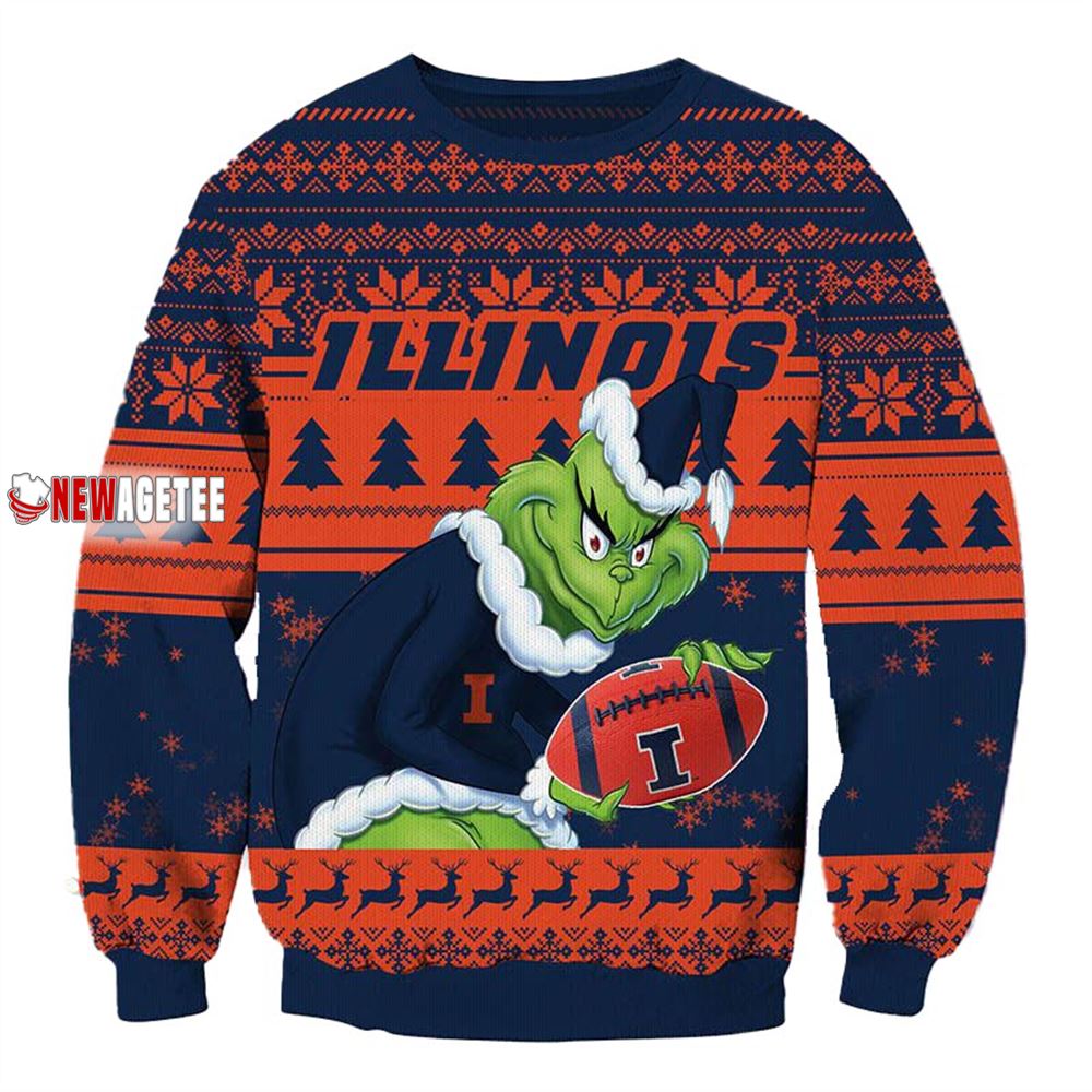 Grinch Stole Illinois Fighting Illini Ncaa Christmas Ugly Sweater