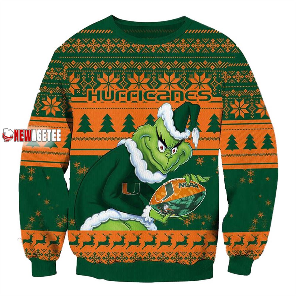 Grinch Stole Miami Hurricanes Ncaa Christmas Ugly Sweater