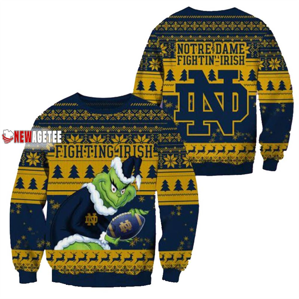 Grinch Stole Notre Dame Fighting Irish Ncaa Christmas Ugly Sweater