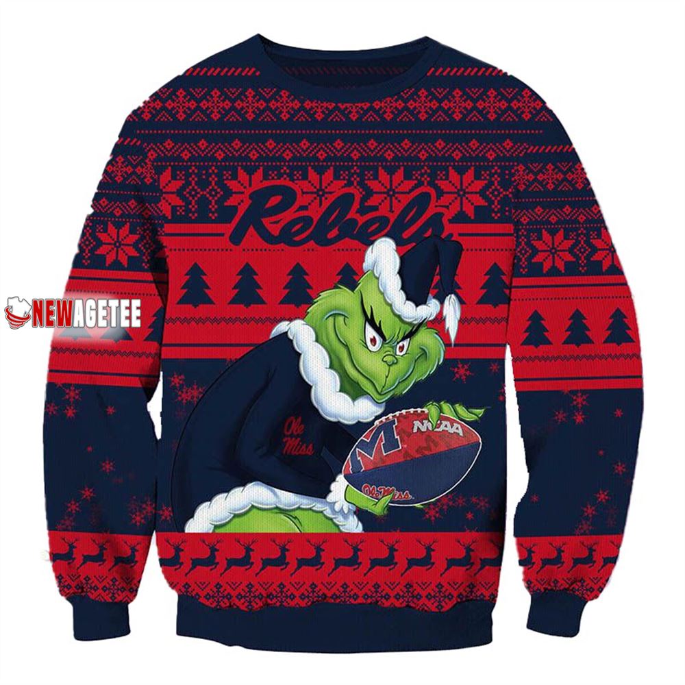 Grinch Stole Ole Miss Rebels Ncaa Christmas Ugly Sweater