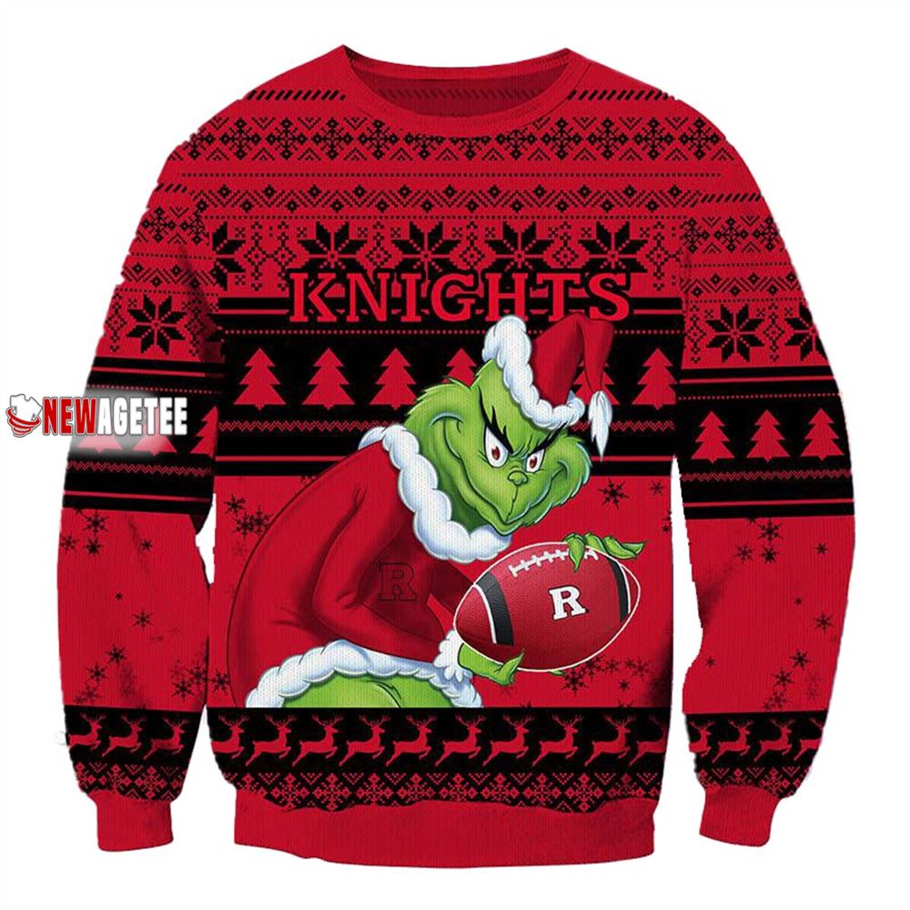 Grinch Stole Rutgers Scarlet Knights Ncaa Christmas Ugly Sweater