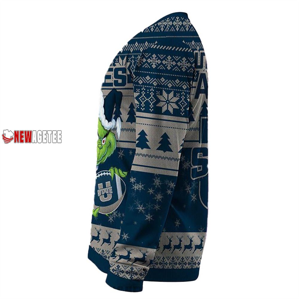 Grinch Stole Utah State Aggies Ncaa Christmas Ugly Sweater