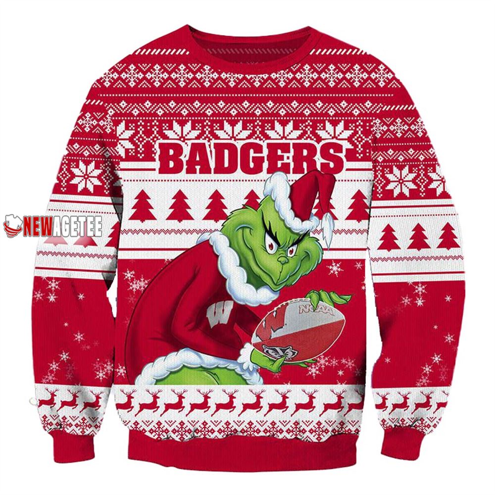 Grinch Stole Wisconsin Badgers Ncaa Christmas Ugly Sweater