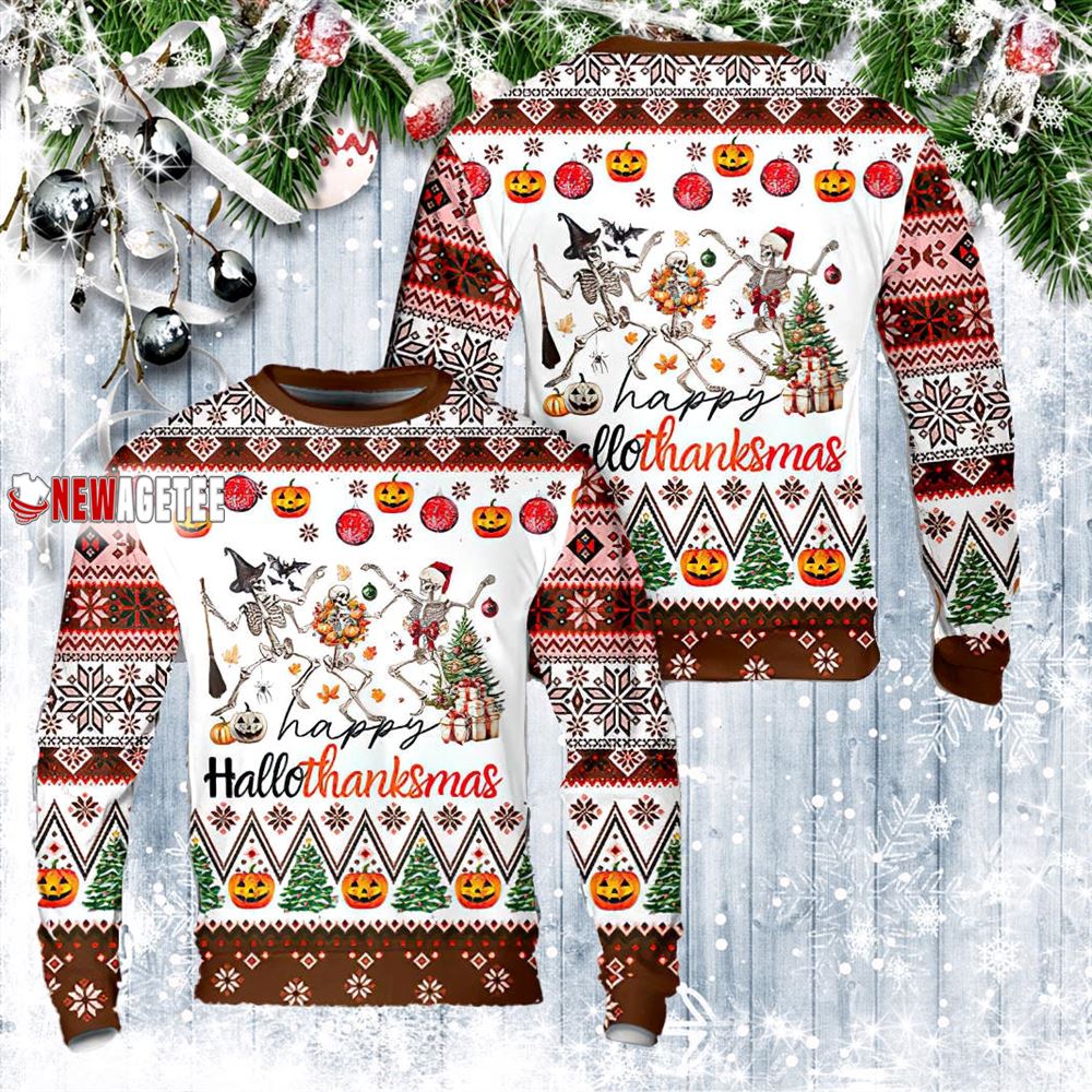 Happy Hallothanksmas Christmas Ugly Sweater