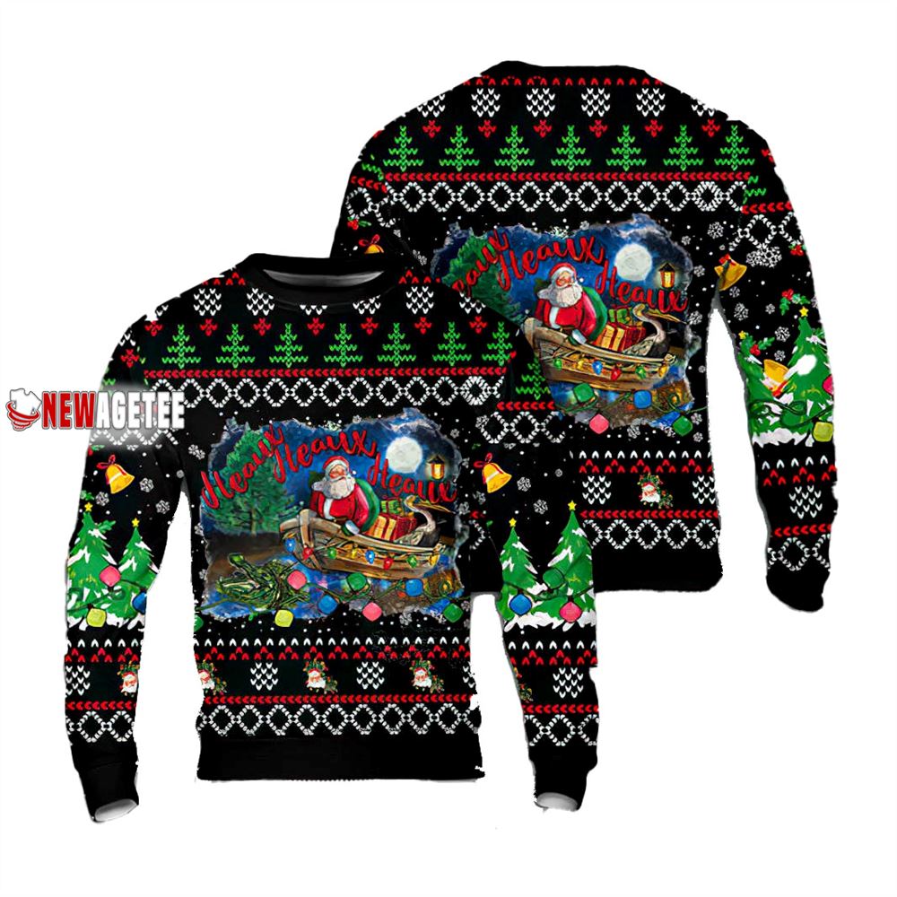 Heaux Heaux Heaux Christmas Louisiana Santa Claus Sweater