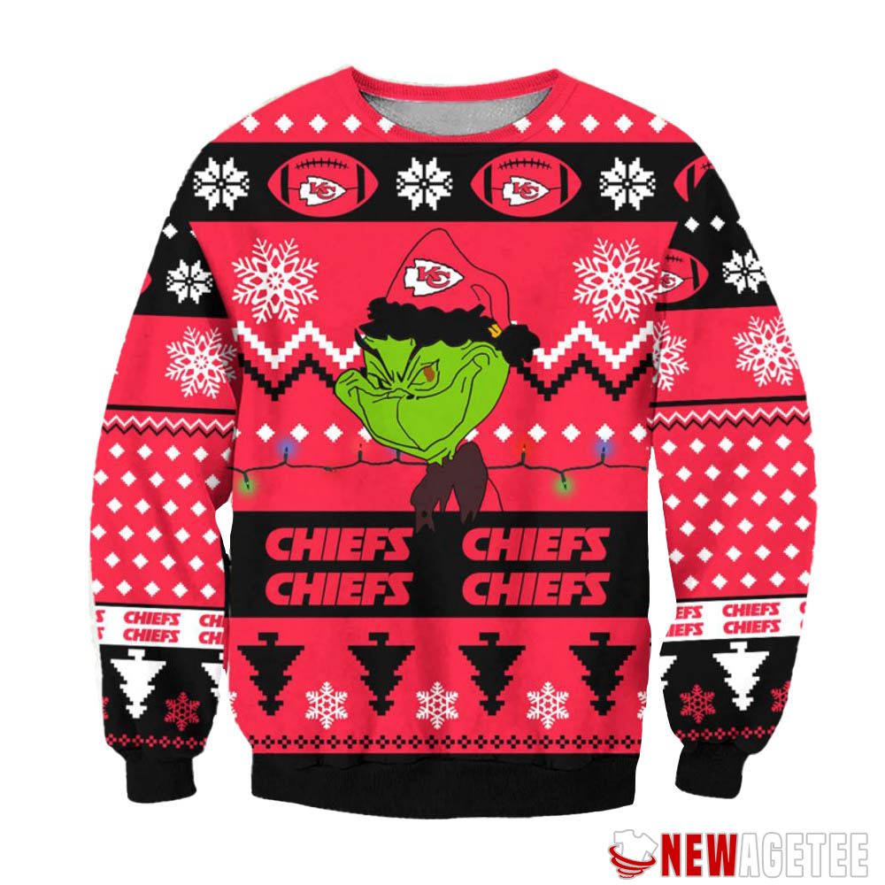 Kansas City Chiefs Grinch Cunningly Smile Nfl Ugly Christmas Sweater