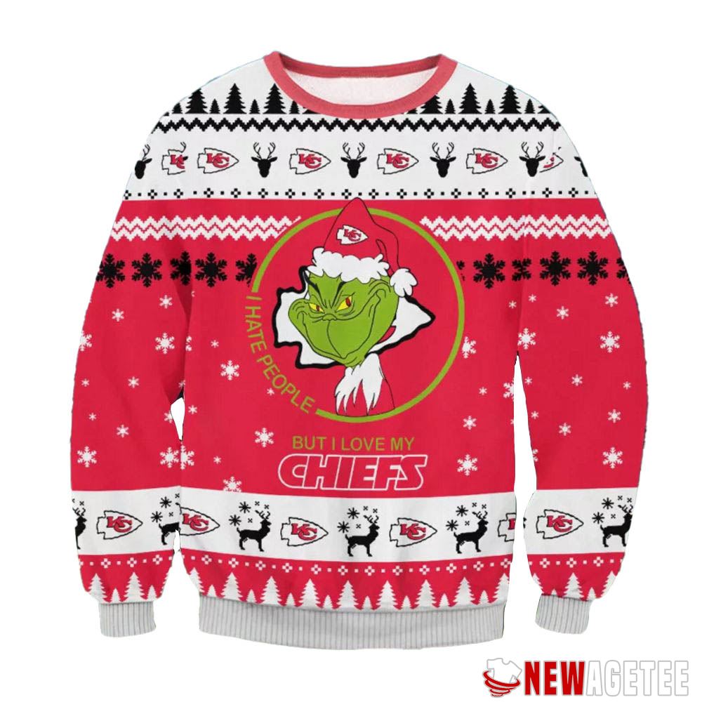 Kansas City Chiefs Grinch I Hate People But I Love My Chiefs Nfl Christmas Sweater