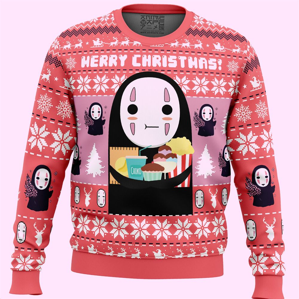 Kaonashi Merry Christmas No Face Spirited Away Christmas Ugly Sweater