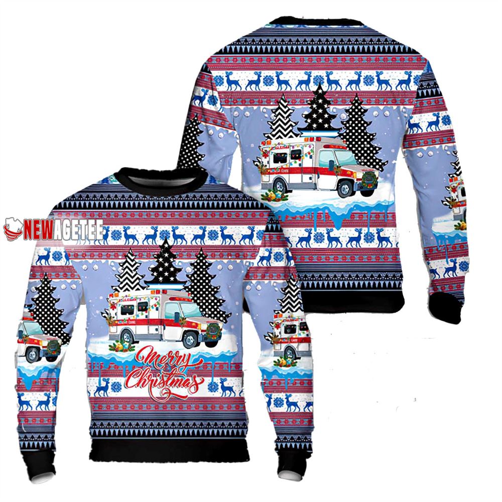 Merry Christmas Fire Department Trees Sweater