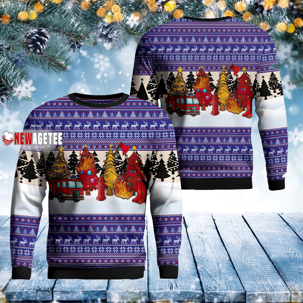 Merry Christmas Fire Department Trees Sweater
