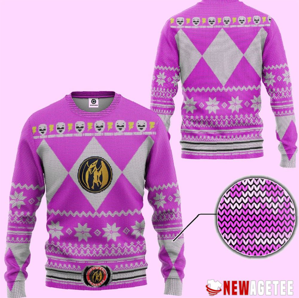 Mighty Morphin Pink Power Ranger Ugly Christmas Sweater
