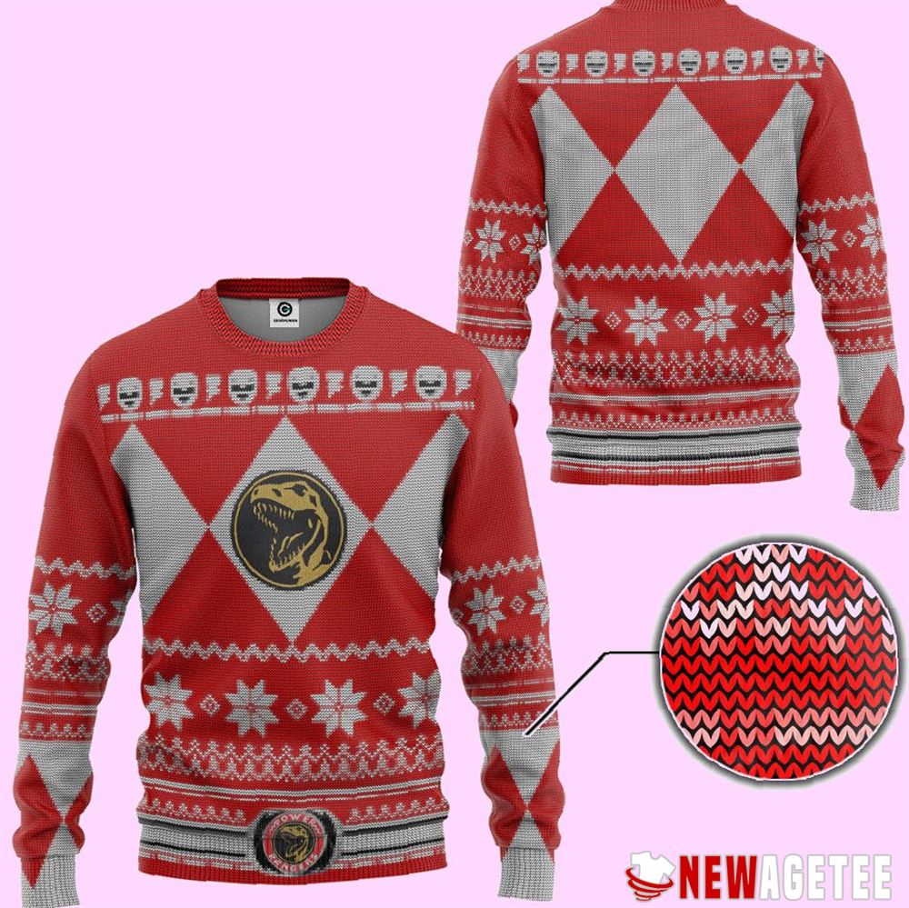 Mighty Morphin Red Power Ranger Ugly Christmas Sweater