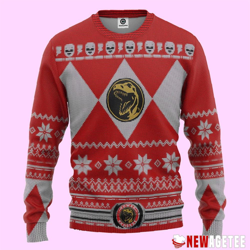 Mighty Morphin White Power Ranger Ugly Christmas Sweater