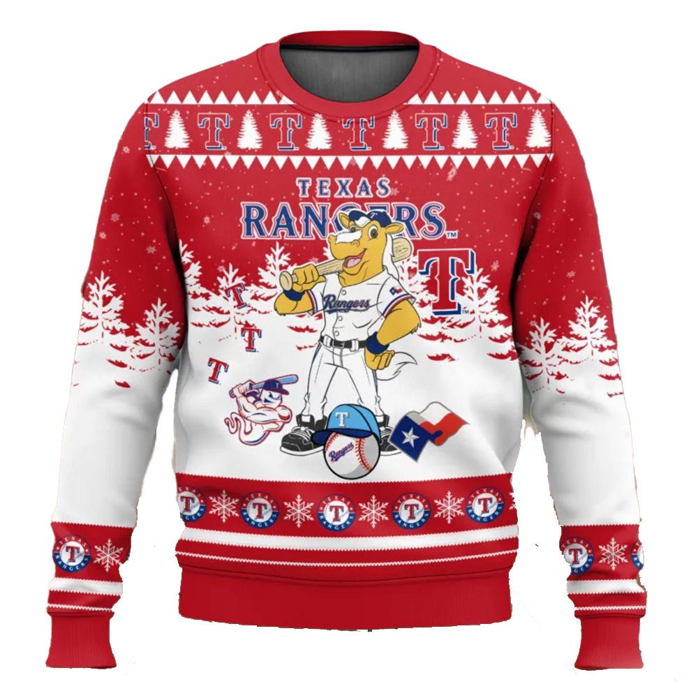 Mlb Texas Rangers Captain Mascot Ugly Christmas Sweater