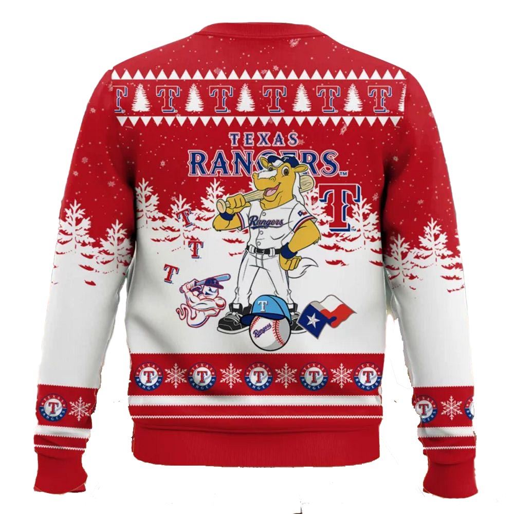 Mlb Texas Rangers Captain Mascot Ugly Christmas Sweater