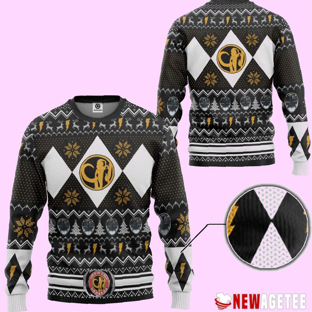 Mmpr Black Ranger Ugly Christmas Sweater