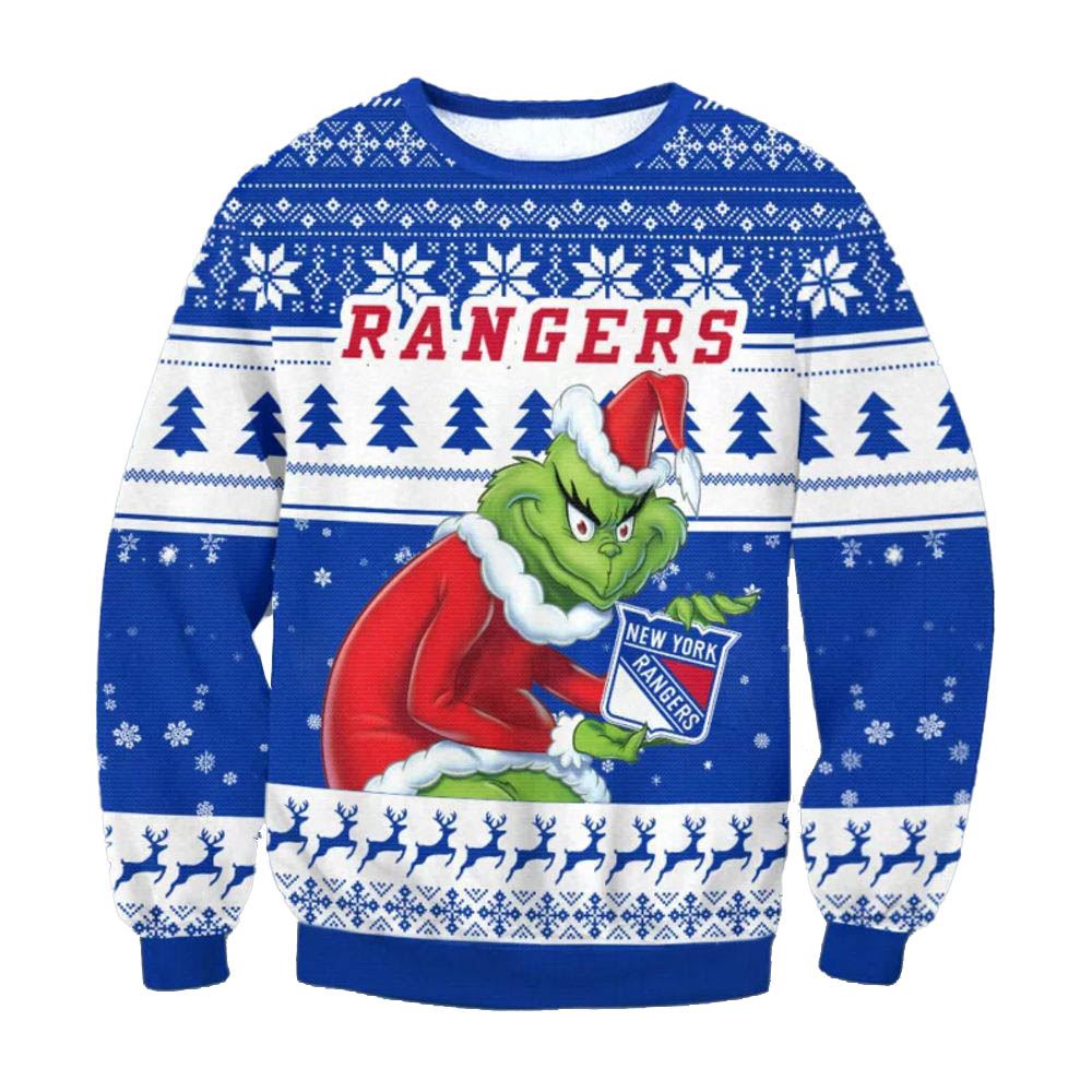 New York Rangers Sneaky Grinch Nhl Ugly Christmas Sweater