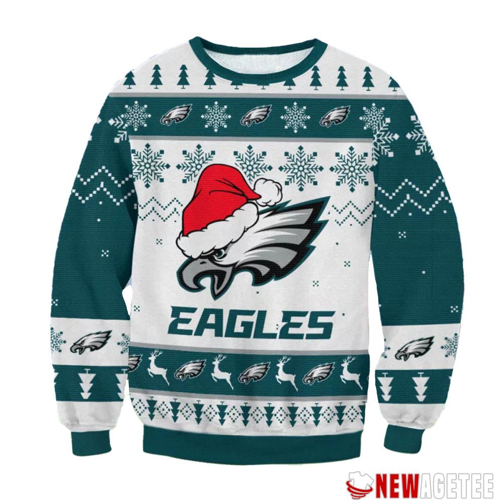 Philadelphia Eagles Big Logo Santa Hat Nfl Ugly Christmas Sweater
