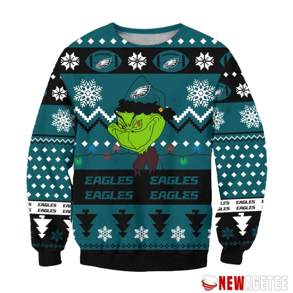 Philadelphia Eagles Grinch Cunningly Smile Nfl Ugly Christmas Sweater