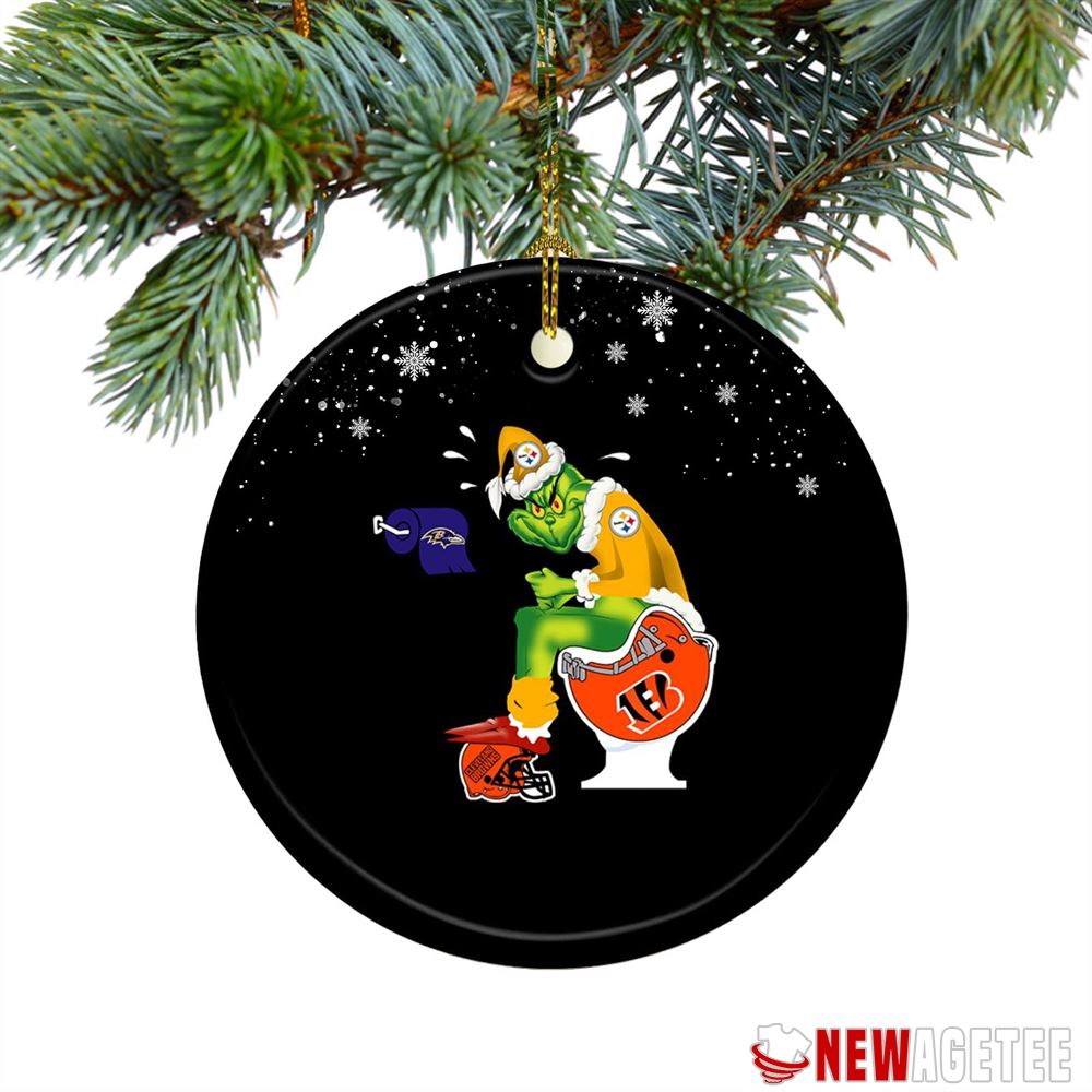 Pittsburgh Steelers Santa Claus Grinch Toilet Christmas Ornament