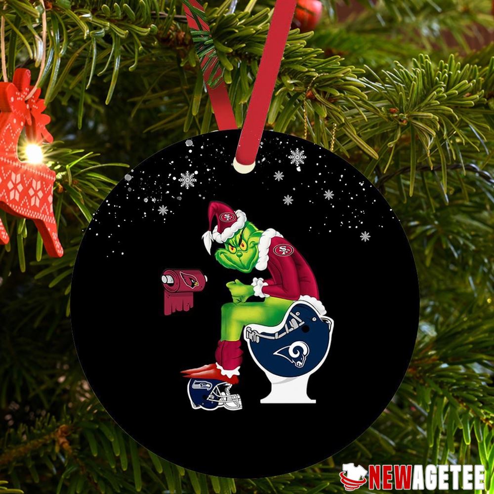 Santa Grinch Seattle Seahawks Toilet Christmas Ornament