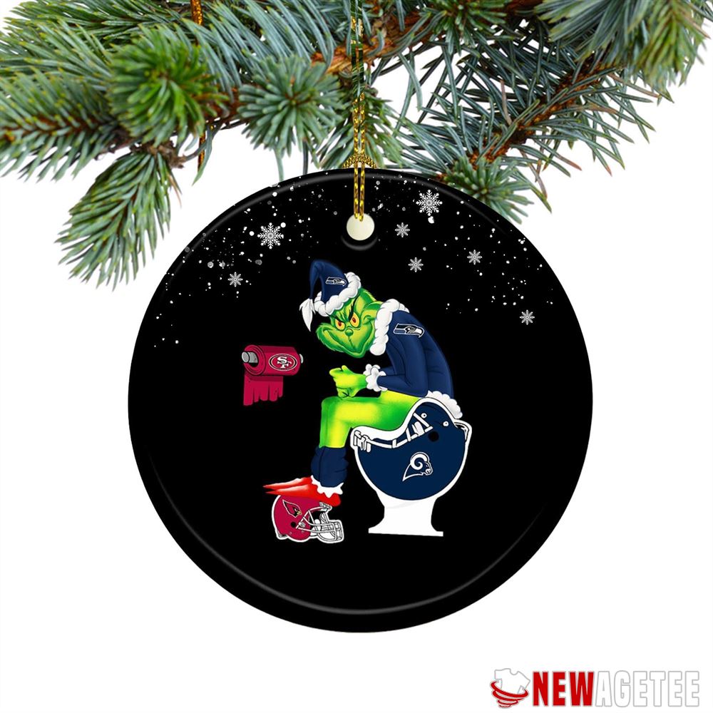 Santa Grinch Seattle Seahawks Toilet Christmas Ornament
