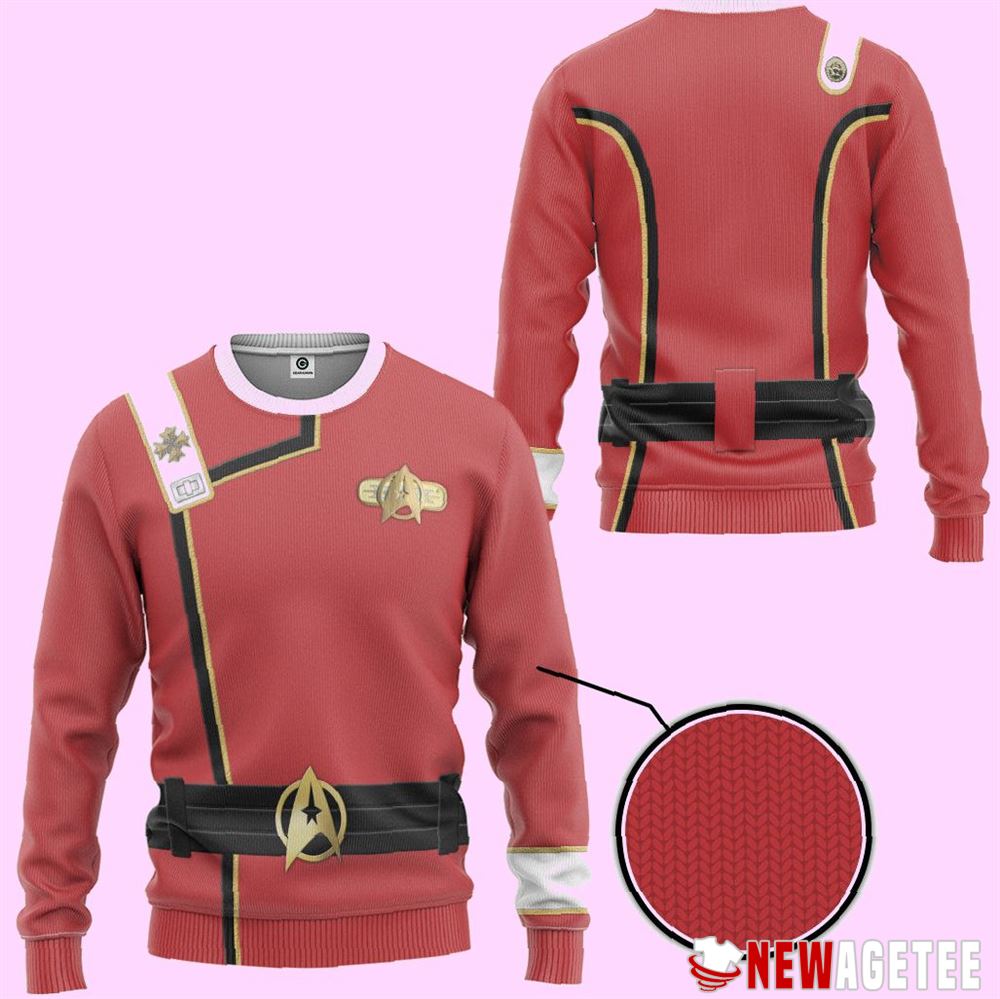 Star Trek Wrath Of Khan Starfleet Red Uniform Ugly Christmas Sweater