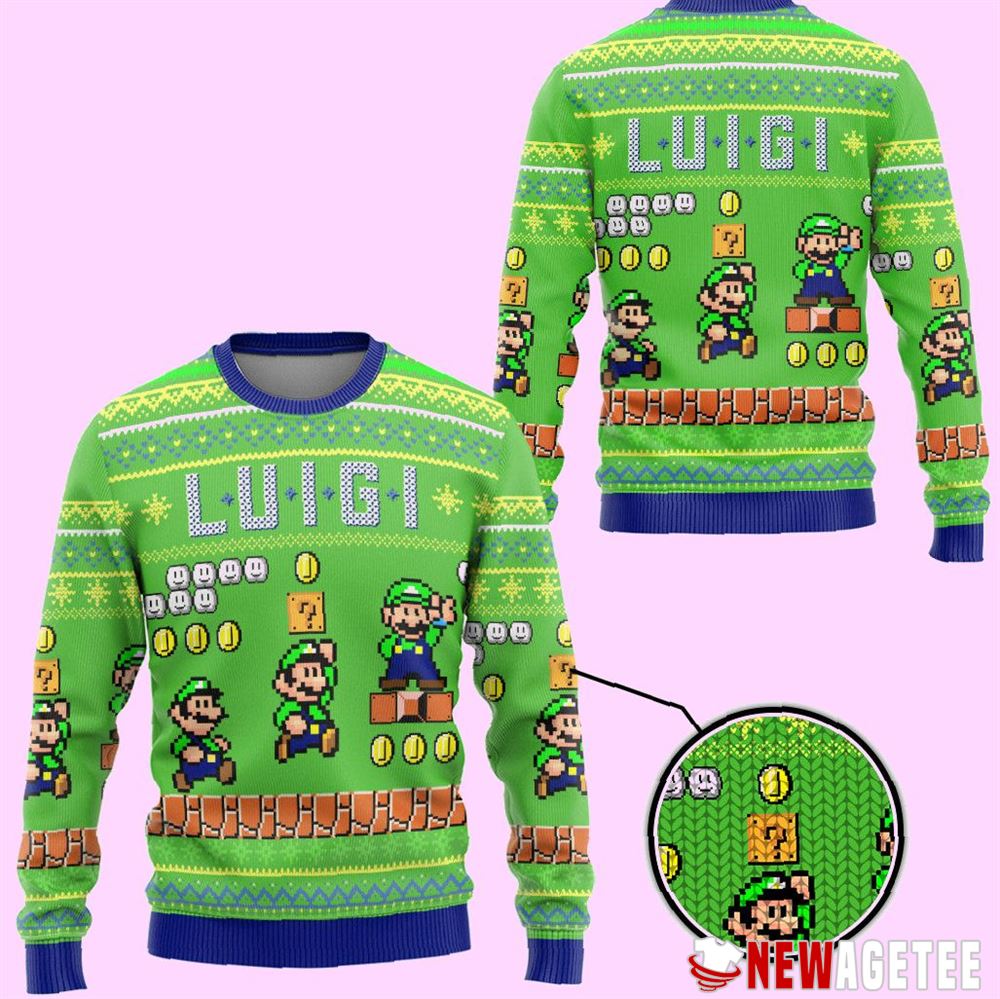 Super Mario Luigi Ugly Christmas Sweater