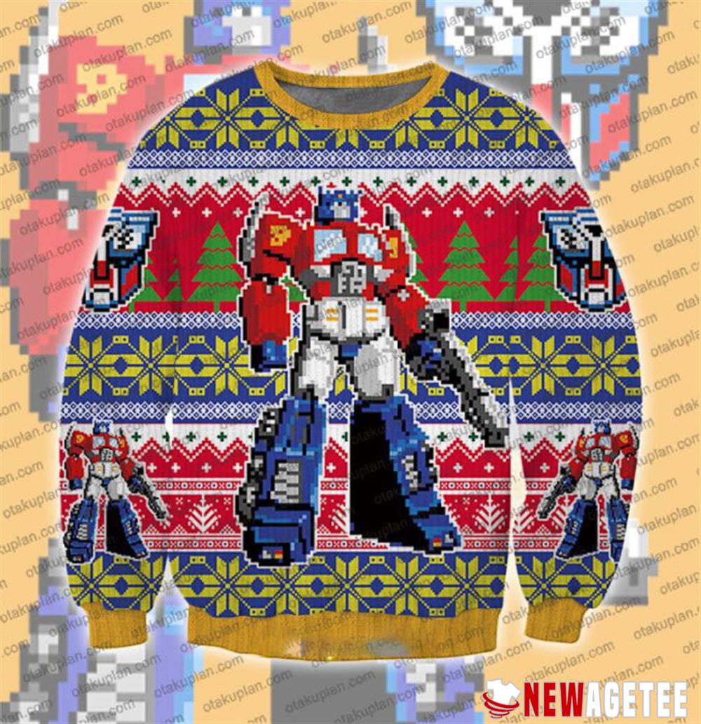Transformers Optimus Prime Autobot Santa Ugly Christmas Sweater