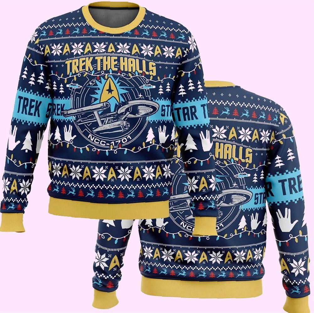 Trek The Halls Star Trek Christmas Ugly Sweater