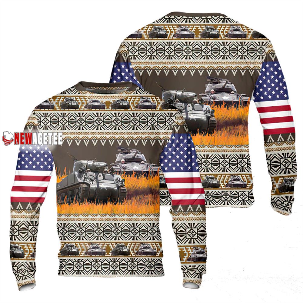 Us Army M1 Abrams Tank Winter Camo Christmas Sweater