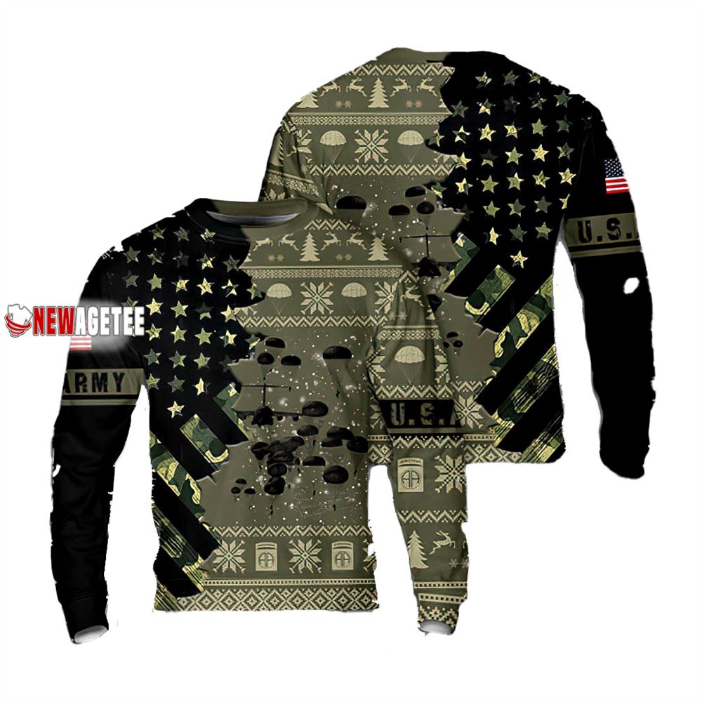 Us Army Paratroopers With The 82nd Airborne Division Parachute Baseball Jersey Christmas Sweater