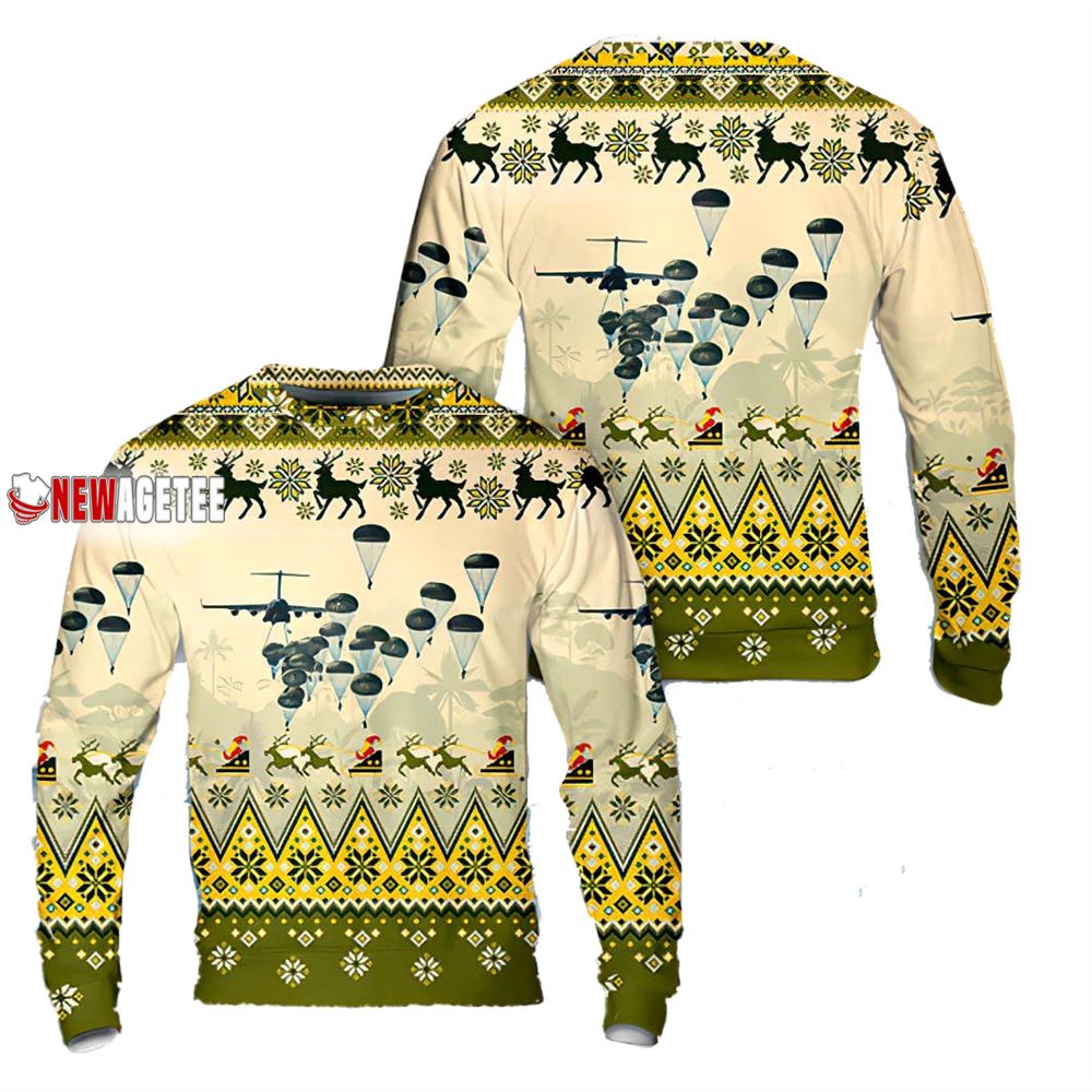 Us Army Paratroopers With The 82nd Airborne Division Parachute Christmas Sweater