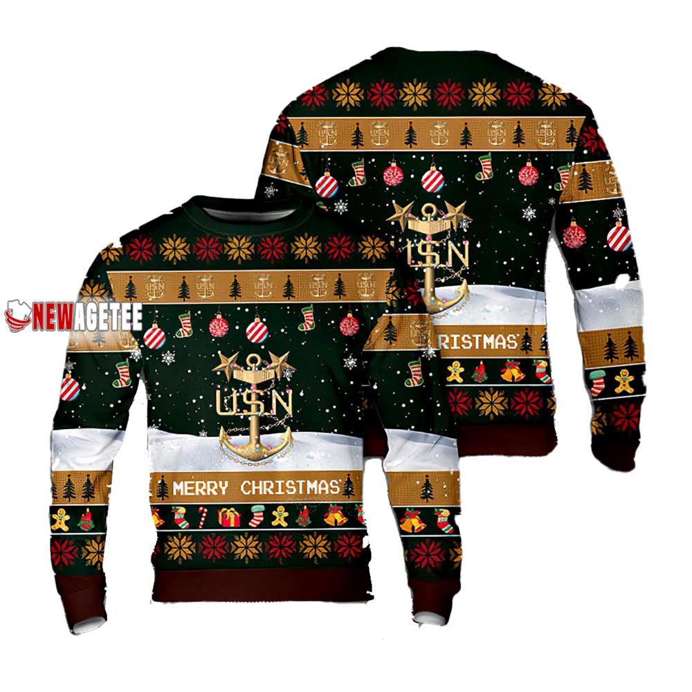 Us Navy Master Chief Anchor Christmas Sweater