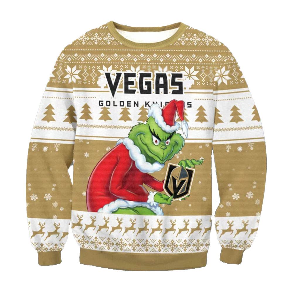 Vegas Golden Knights Sneaky Grinch Nhl Ugly Christmas Sweater