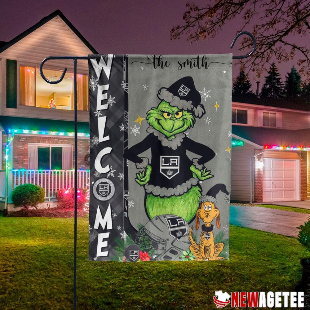 Los Angeles Kings Grinch Welcome Christmas Personalized Garden House Flag