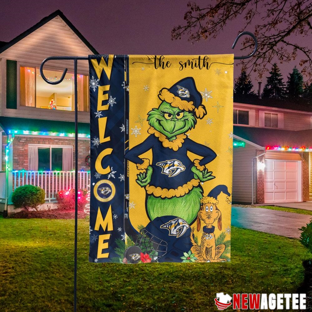Nashville Predators Grinch Welcome Christmas Personalized Garden House Flag