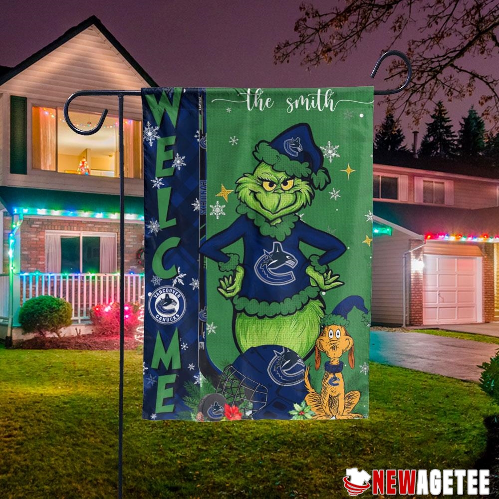 Vancouver Canucks Grinch Welcome Christmas Personalized Garden House Flag