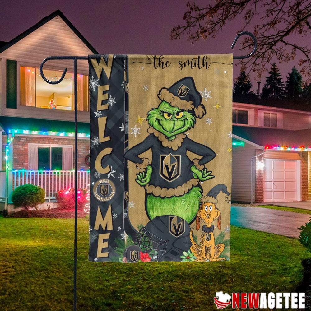 Vegas Golden Knights Grinch Welcome Christmas Personalized Garden House Personalized Garden House Flag