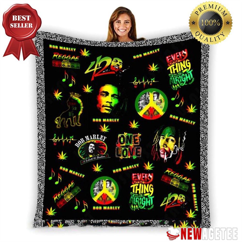 Bob Marley One Lone Reggae Canabis Quilt Fleece Blanket