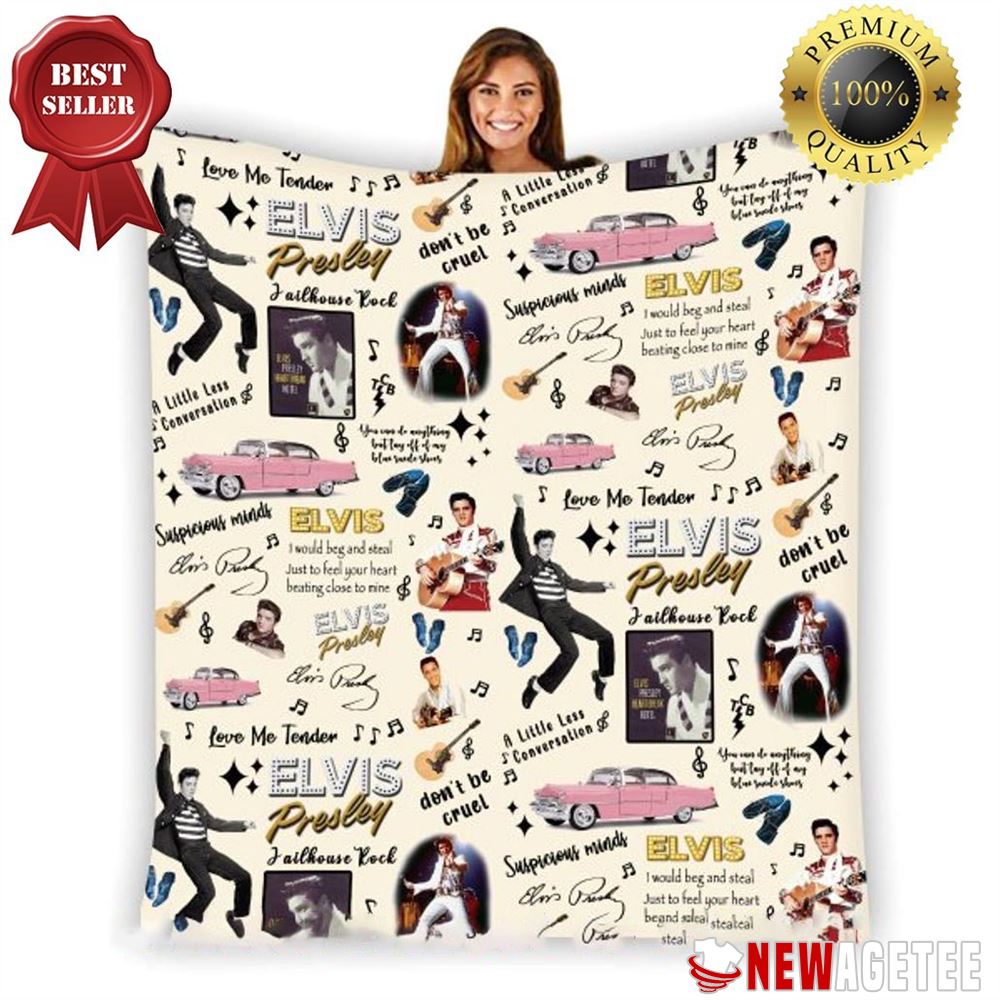 Elvis Presley Ill Have A Blue Christmas Without You Quilt Fleece Blanket