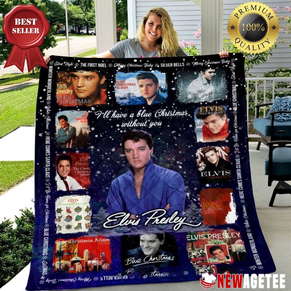 Elvis Presley Ill Have A Blue Christmas Without You Quilt Fleece Blanket