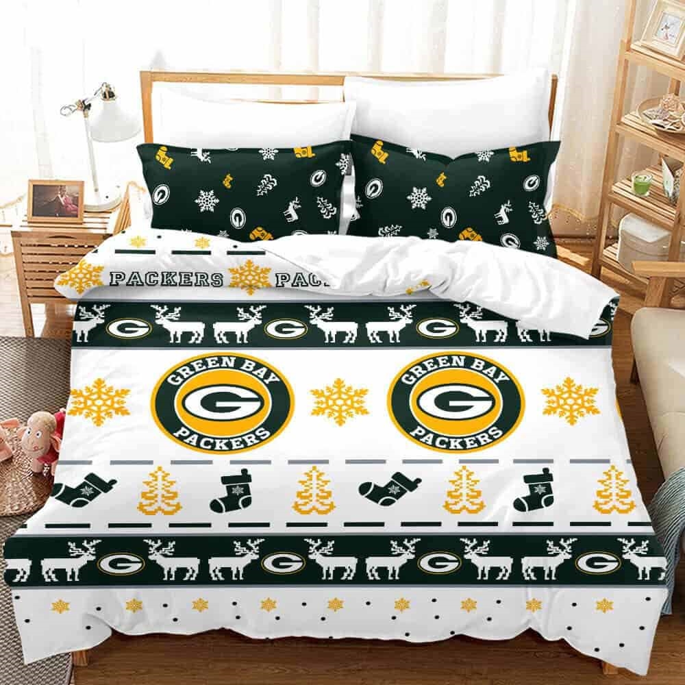 Green Bay Packers Christmas Ugly Patterns Duvet Cover And Pillow Case Bedding Set