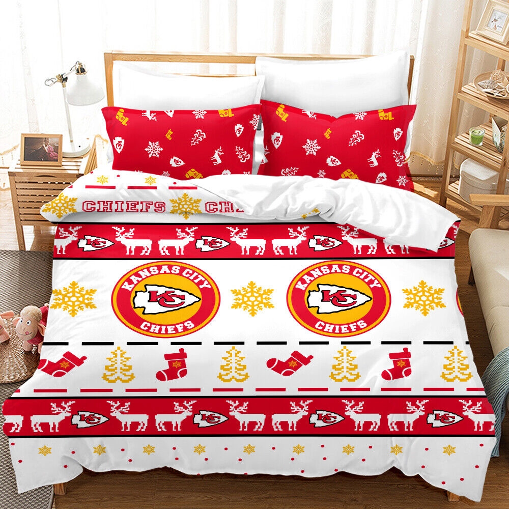 Kansas City Chiefs Christmas Ugly Patterns Duvet Cover And Pillow Case Bedding Set