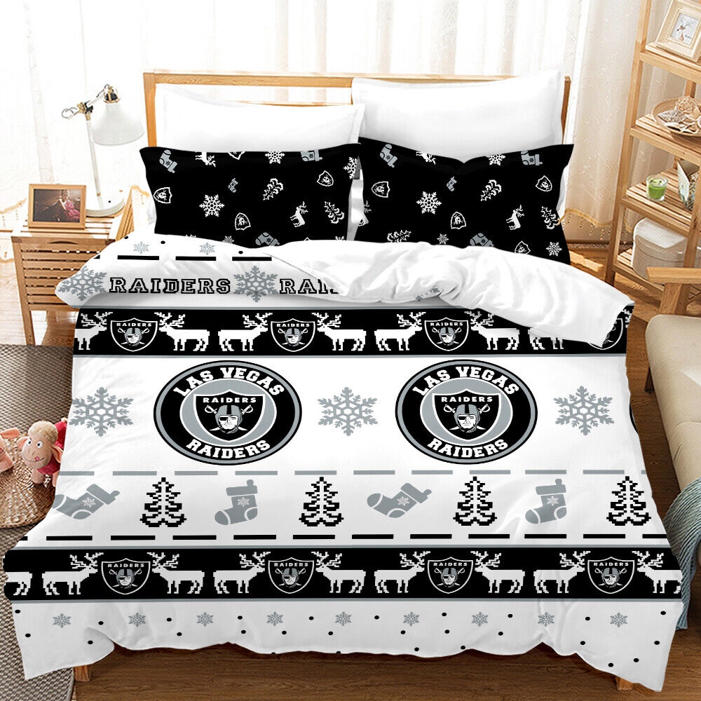Las Vegas Raiders Christmas Ugly Patterns Duvet Cover And Pillow Case Bedding Set
