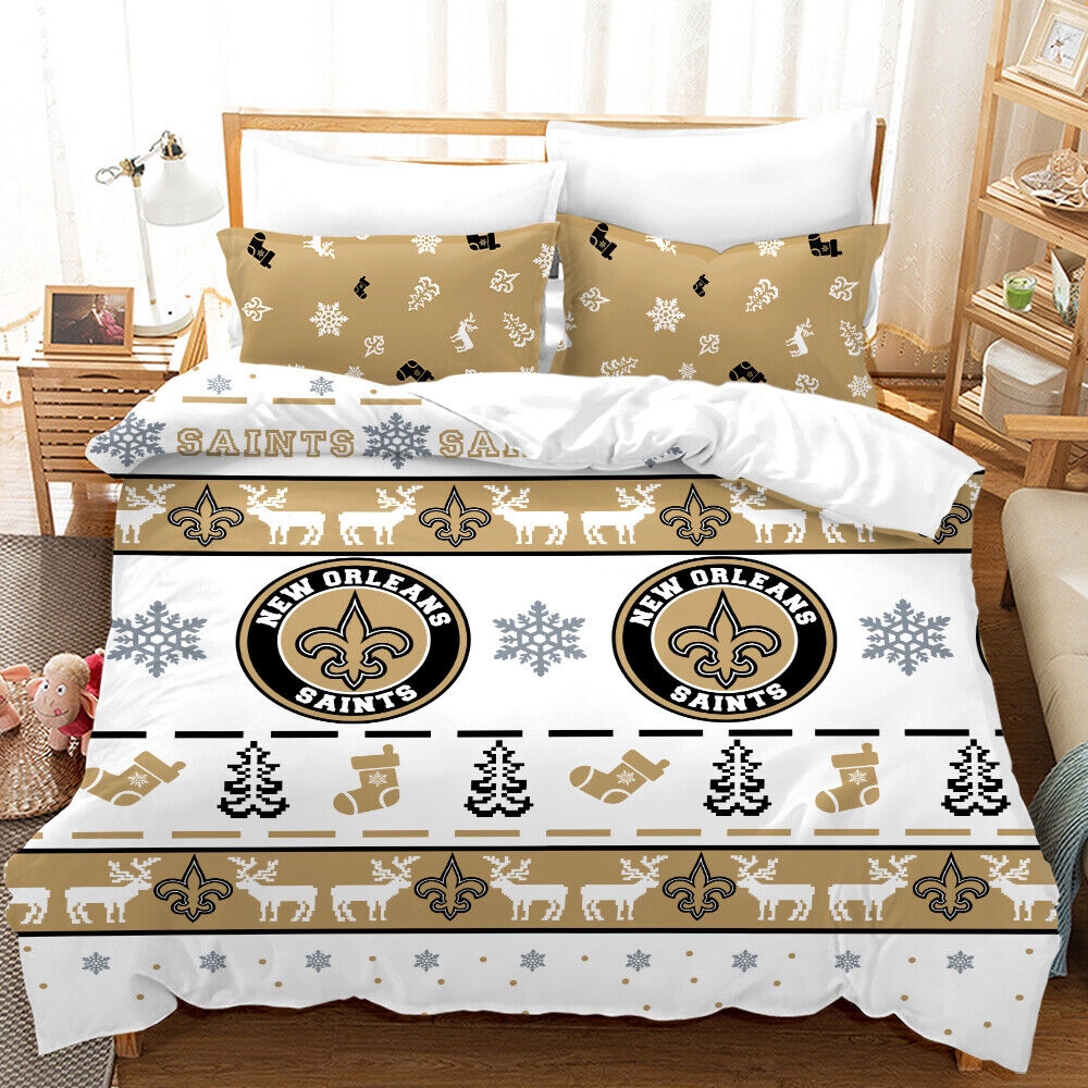 New Orleans Saints Christmas Ugly Patterns Duvet Cover And Pillow Case Bedding Set