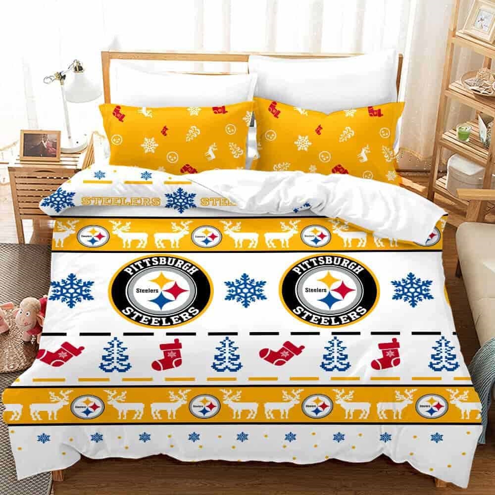Pittsburgh Steelers Christmas Ugly Patterns Duvet Cover And Pillow Case Bedding Set