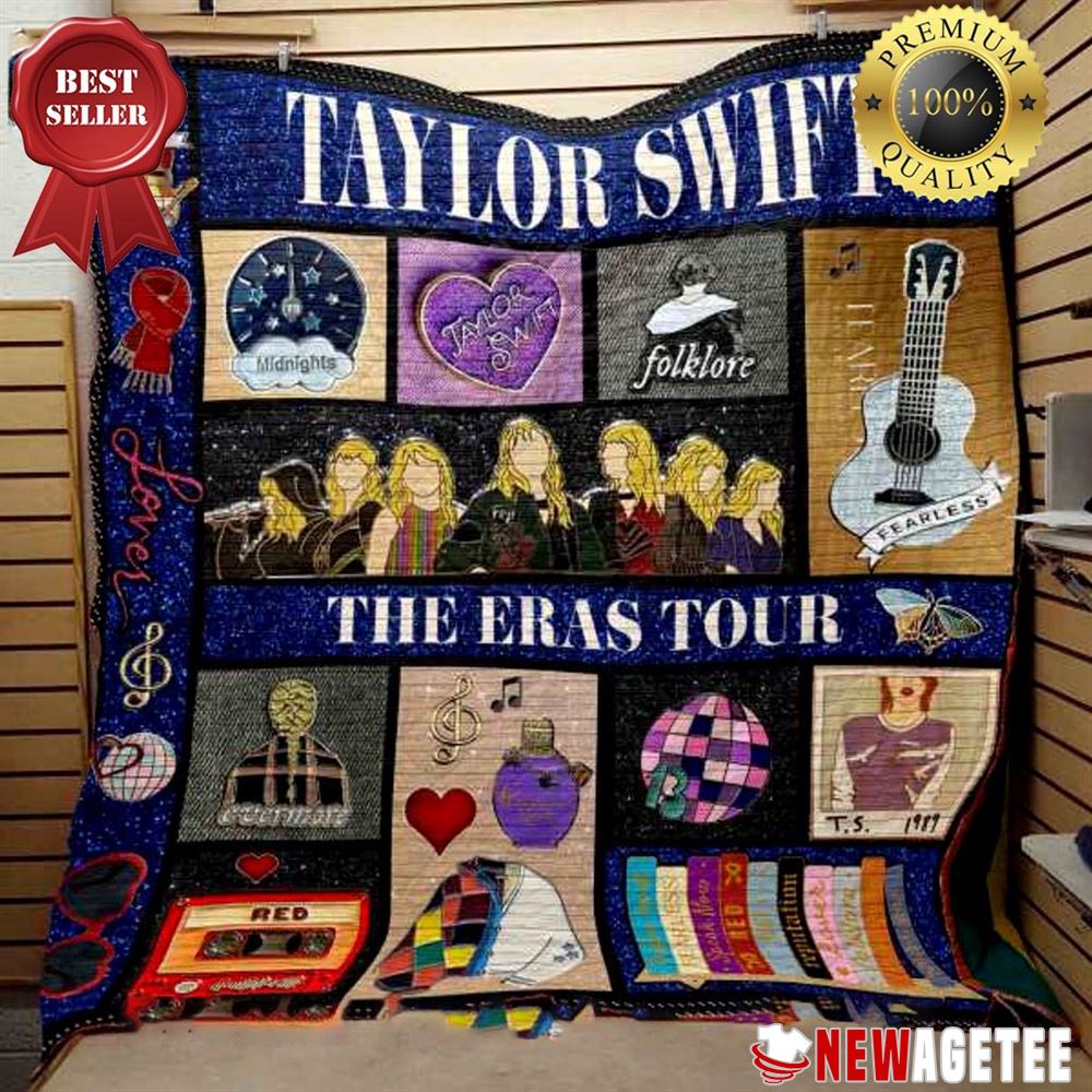 Taylor Swift The Eras Tour Folklore Fearless Album Quilt Fleece Blanket