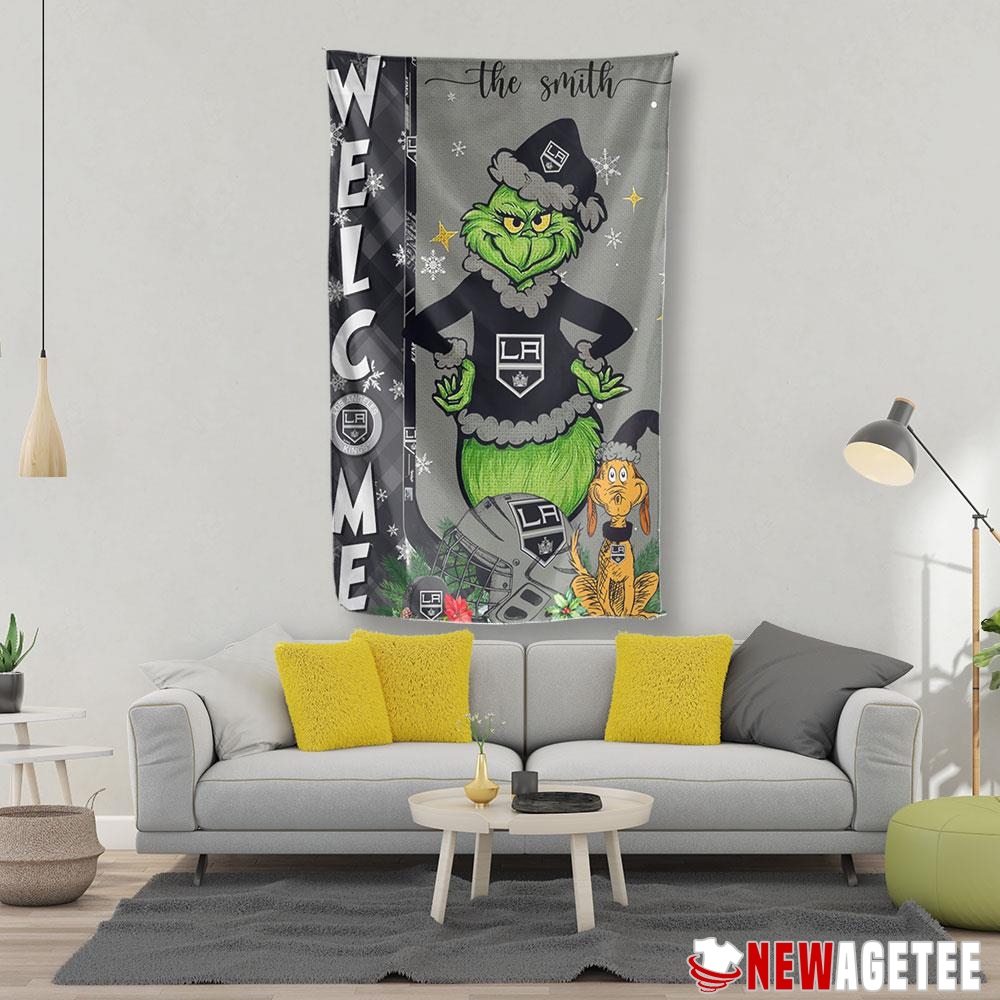 Los Angeles Kings Grinch Welcome Christmas Personalized Garden House Flag