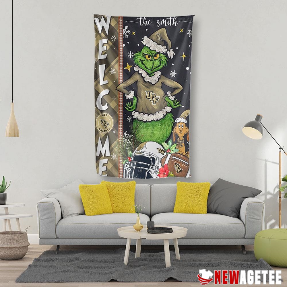 Ucf Knights Ncaa Grinch Football Welcome Christmas Garden House Personalized Garden House Flag